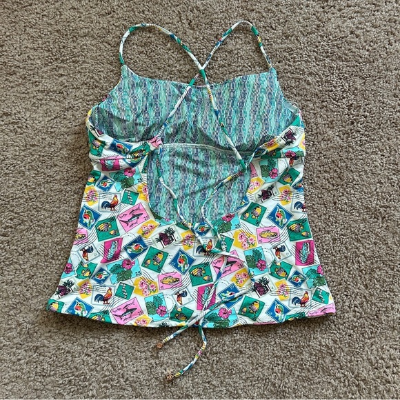 Vera Bradley Stamp Pattern Blue Green Back Tie Sleeveless Top Size Large (12/14) - Picture 4 of 8